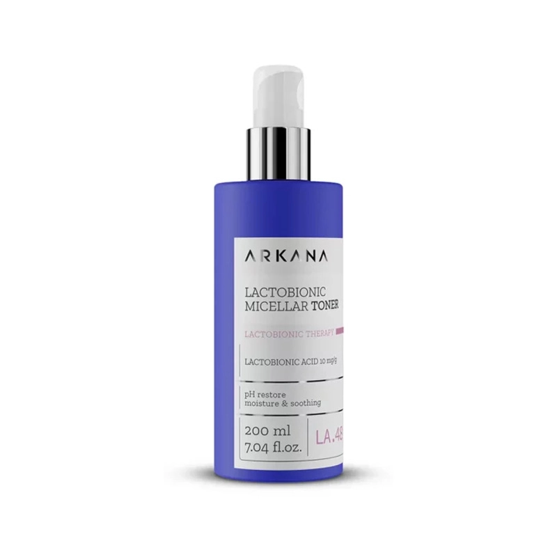 میسلار تونر رطوبت رسان سوتینگ و تنظیم ph آرکانا 200 میل Lactobionic Micellar Toner ARKANA